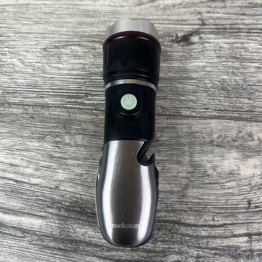 Brookstone Emergency Tool Flashlight 9-in-1 Multi Tool Knife Scissors Stainless